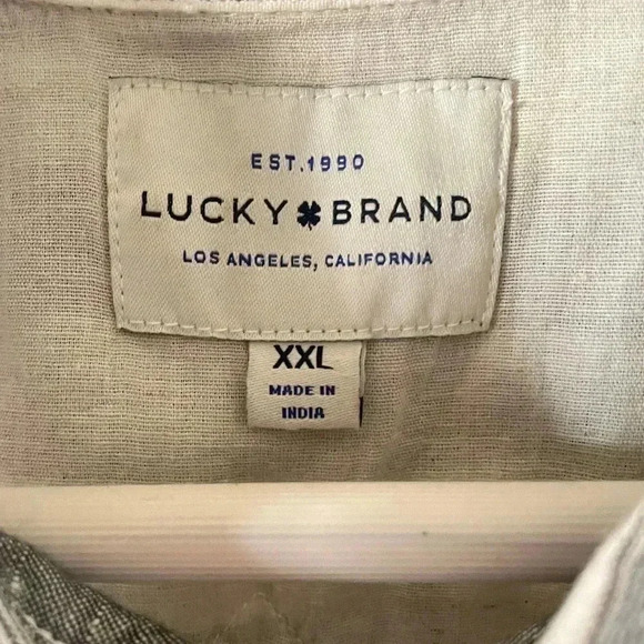 Lucky Brand Men’s Gray & White Striped Linen Shirt SZ XXL - Picture 2 of 8